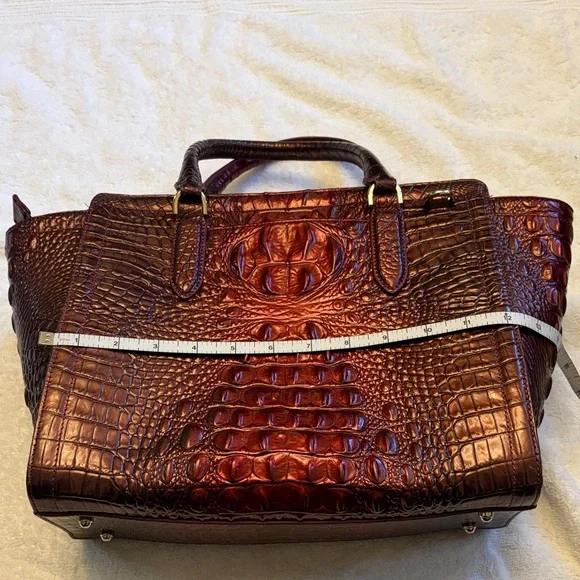 Brahmin Rich Burgundy Crocodile Satchel - Picture 3 of 9